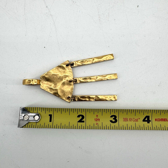 Biche de Bere Pendant Paris Brutalist Necklace Signed Gold Tone Modernist Vintag - Picture 7 of 7